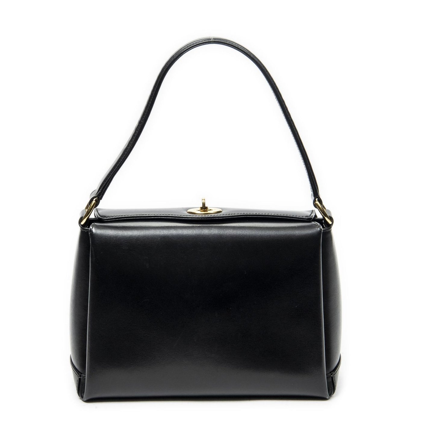 Gucci Vintage Flap Top Handle Black Smooth Calfskin