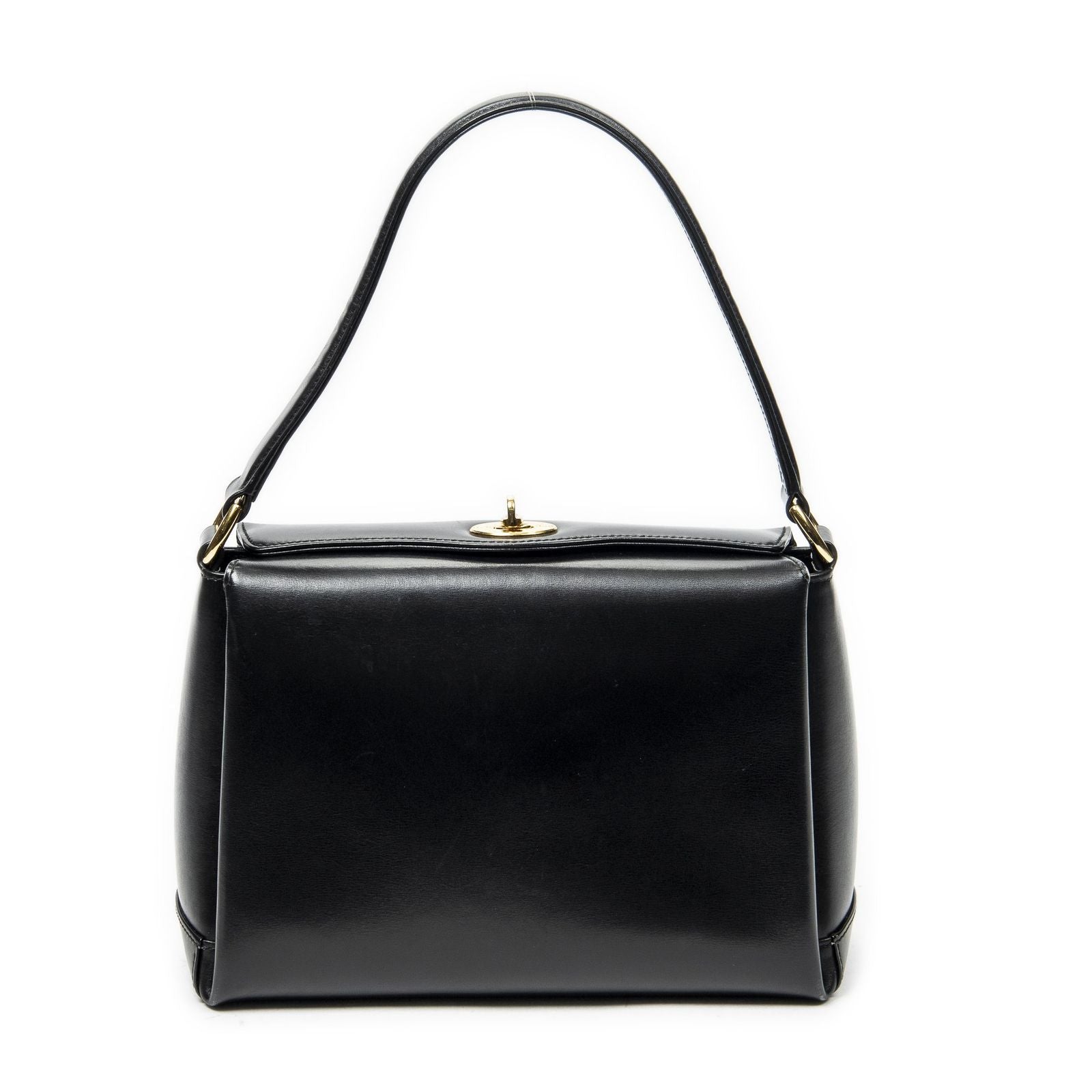 Gucci Vintage Flap Top Handle Black Smooth Calfskin