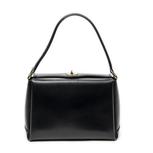 Gucci Vintage Flap Top Handle Black Smooth Calfskin