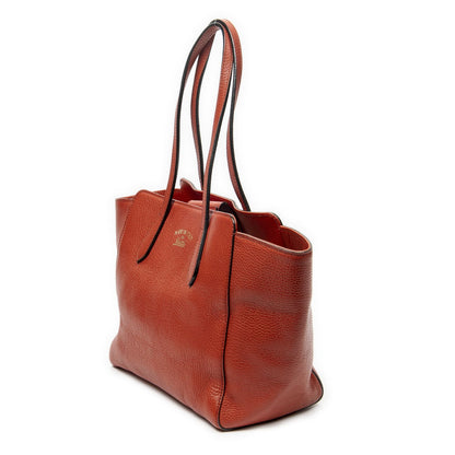 Gucci Small Swing Tote Red Gray Calfskin Leather — view 2
