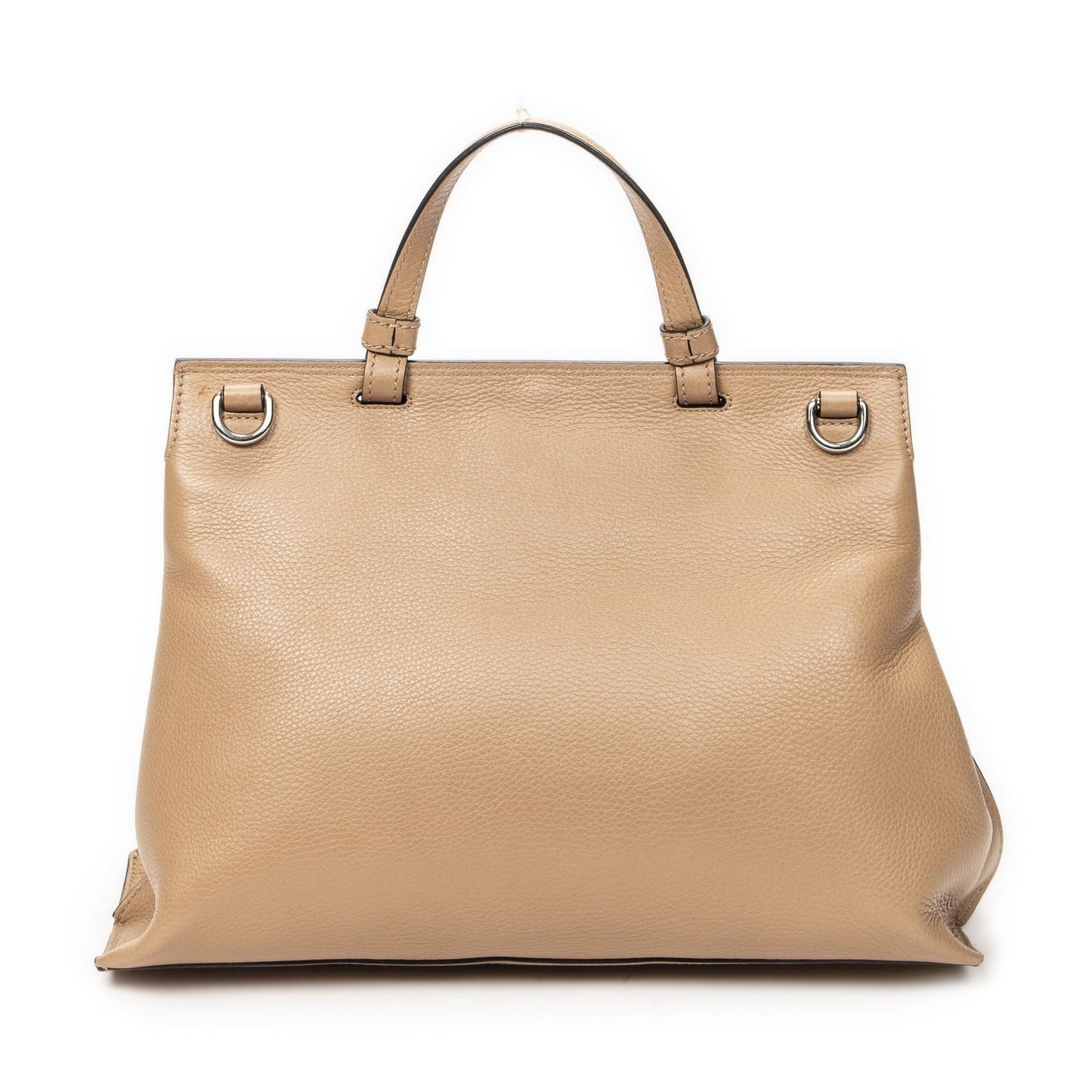 Gucci Midi Amfloral Bamboo Top Handle Beige Gray Calfskin Leather — view 5