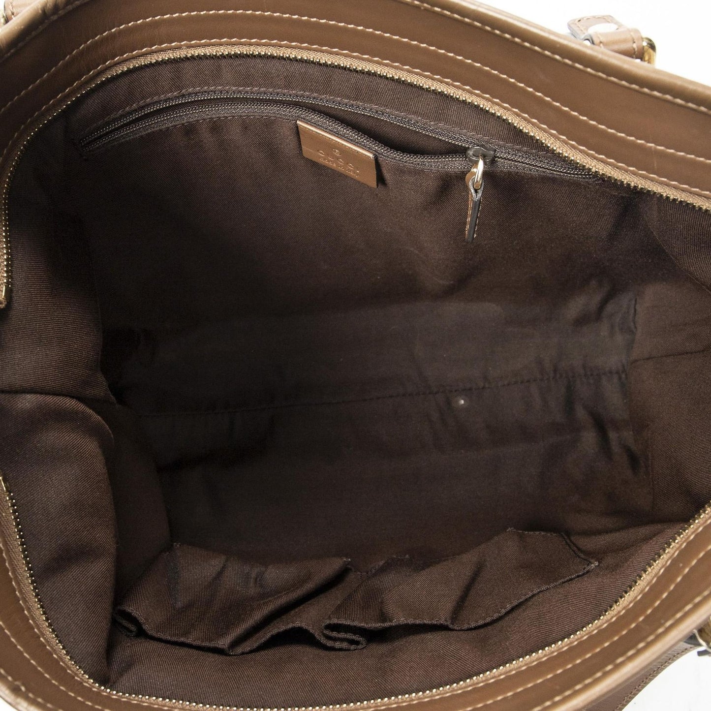 Gucci Zip Shopping Tote Brown Beige GG Canvas — view 9