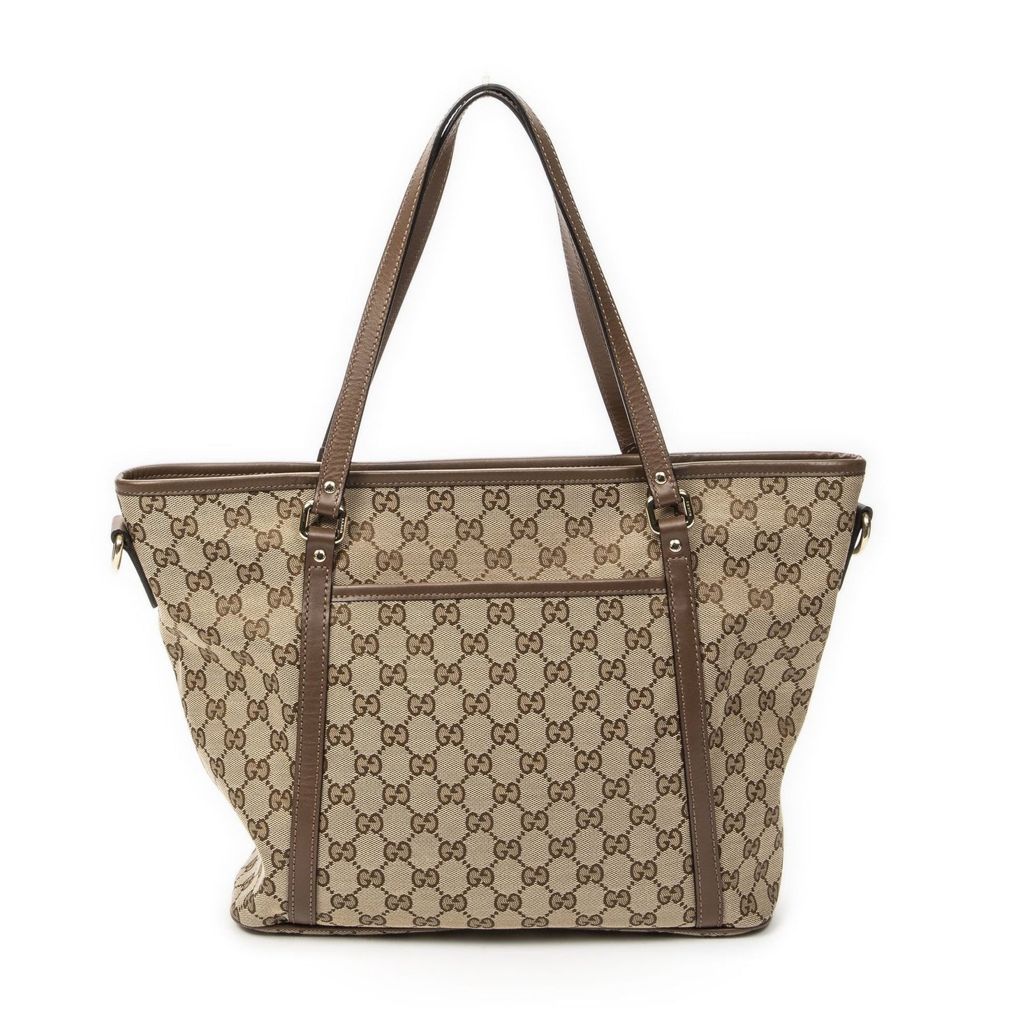 Gucci Zip Shopping Tote Brown Beige GG Canvas — view 5