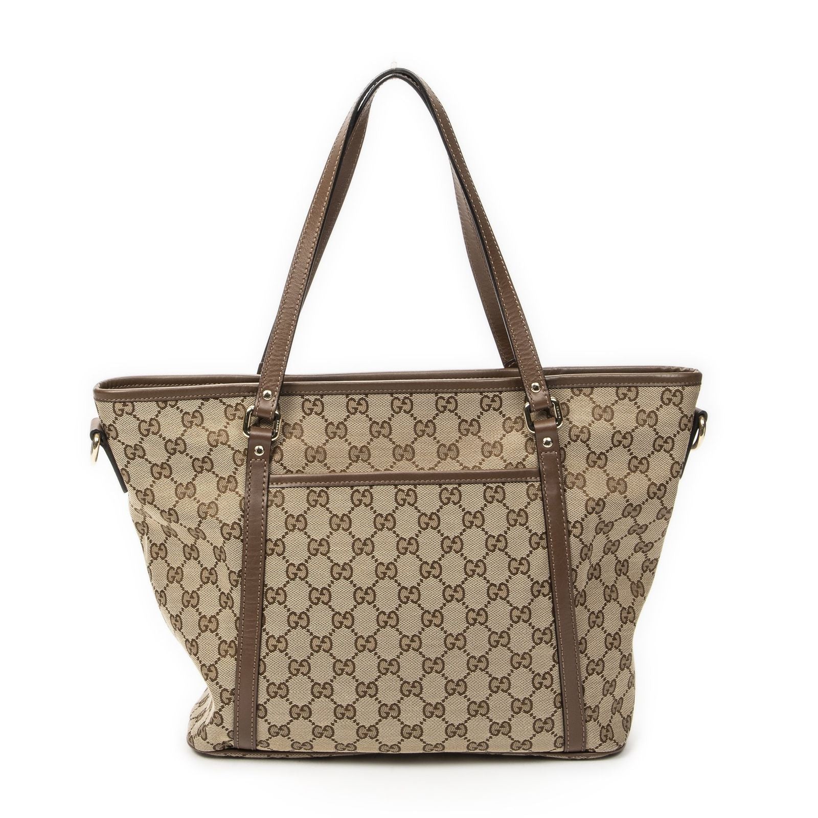Gucci Zip Shopping Tote Brown Beige GG Canvas — view 5