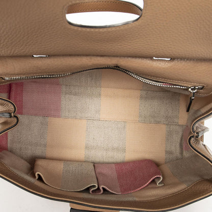 Gucci Midi Amfloral Bamboo Top Handle Beige Gray Calfskin Leather — view 9