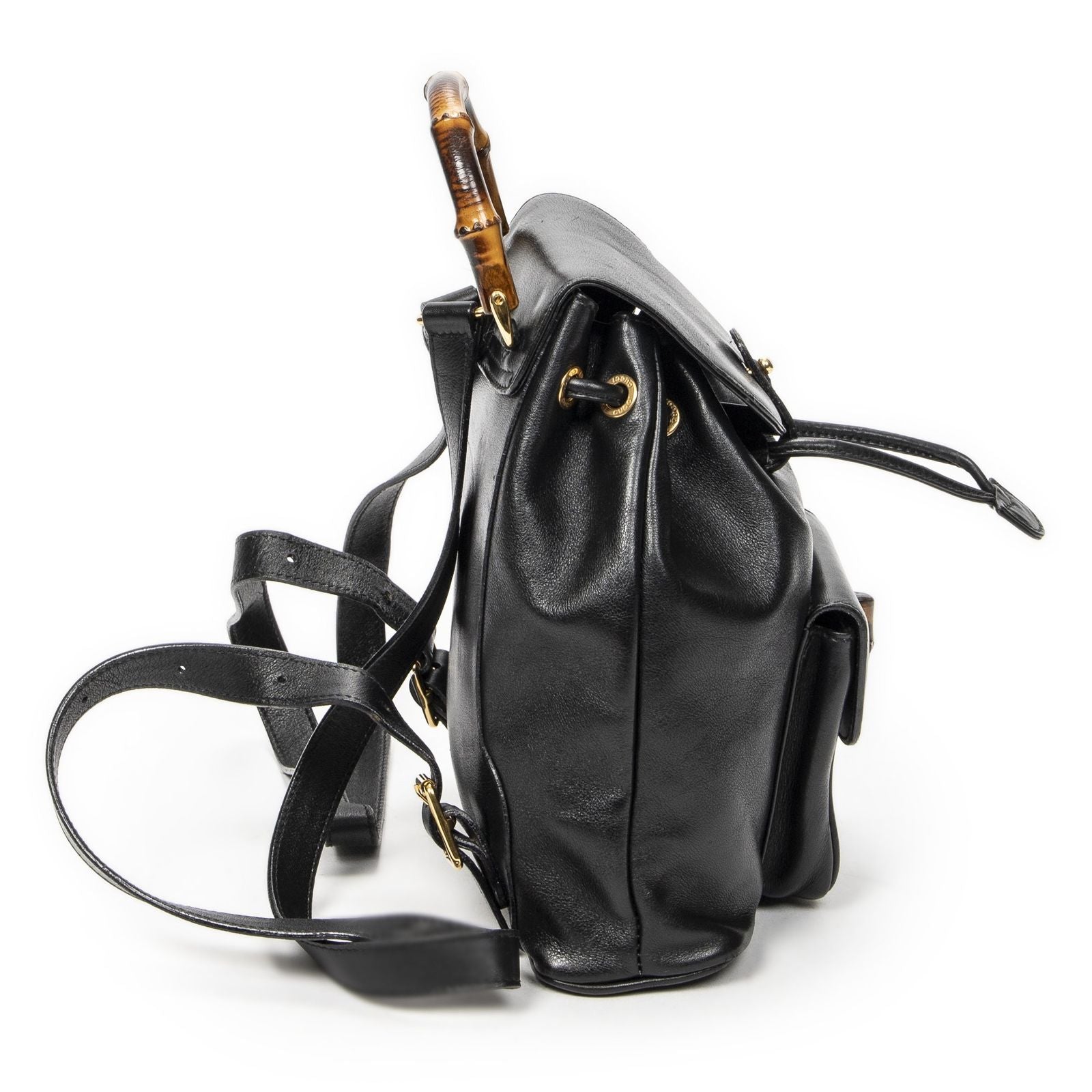 Gucci Mini Bamboo Backpack Black Calfskin Leather — view 4