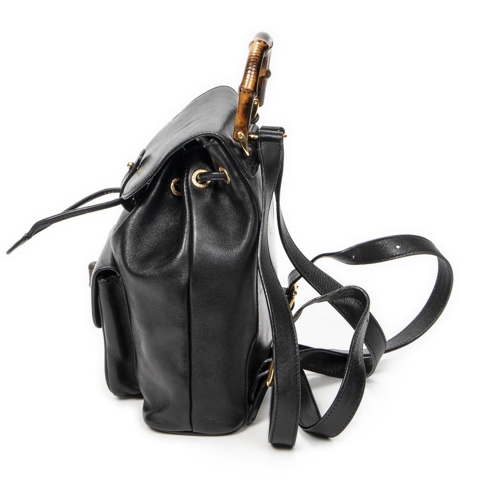 Gucci Mini Bamboo Backpack Black Calfskin Leather — view 3