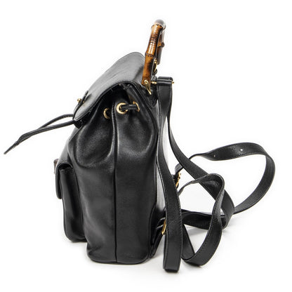 Gucci Mini Bamboo Backpack Black Calfskin Leather — view 3
