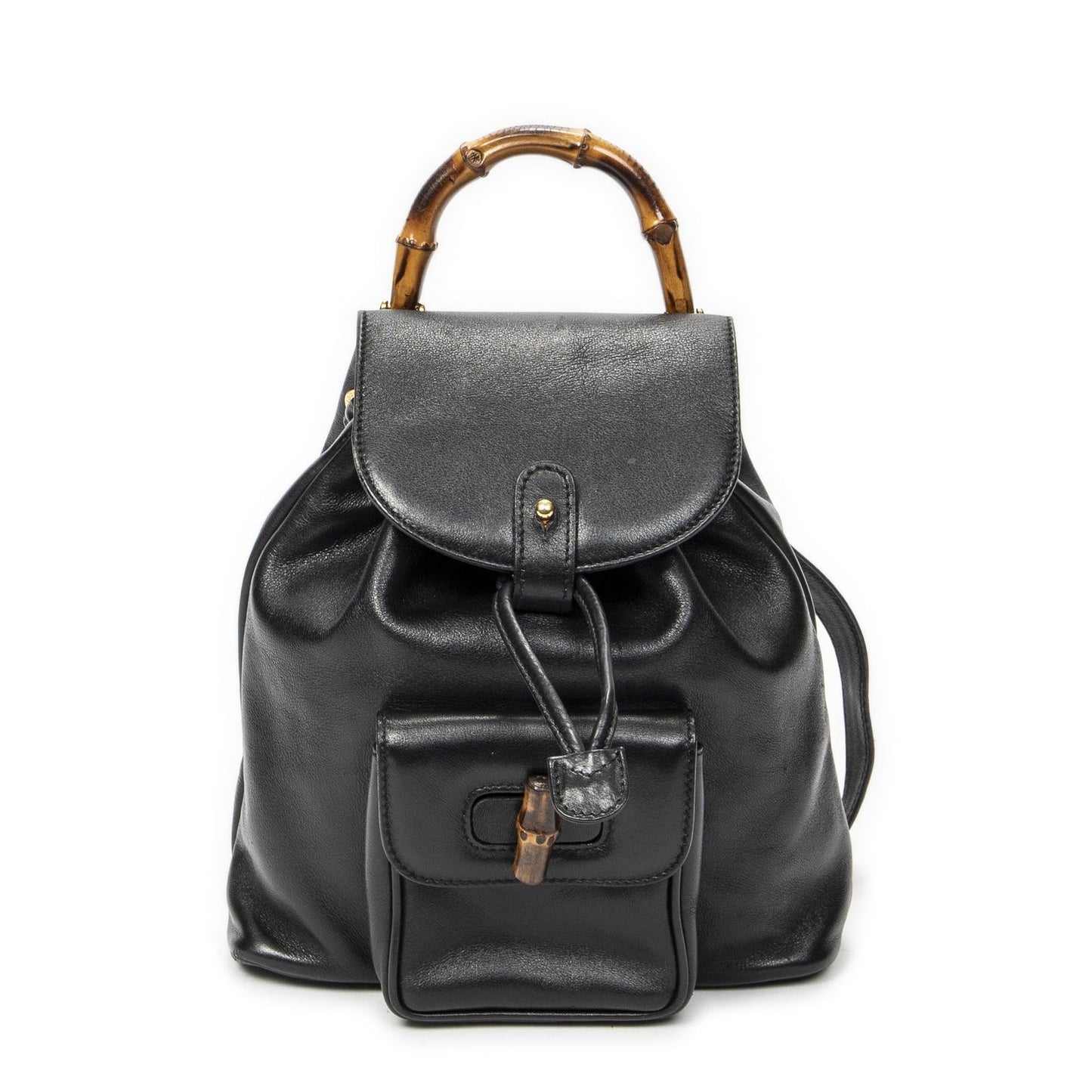 Gucci Mini Bamboo Backpack Black Calfskin Leather
