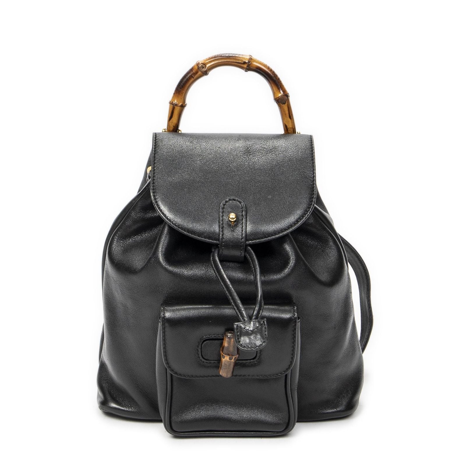 Gucci Mini Bamboo Backpack Black Calfskin Leather