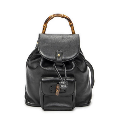 Gucci Mini Bamboo Backpack Black Calfskin Leather