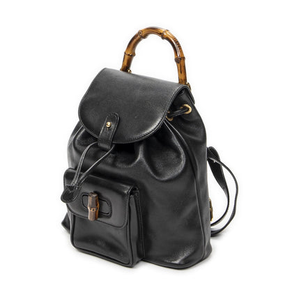 Gucci Mini Bamboo Backpack Black Calfskin Leather — view 2