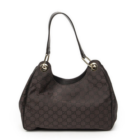 Gucci Small Corber Hobo Dark Brown GG Nylon Canvas