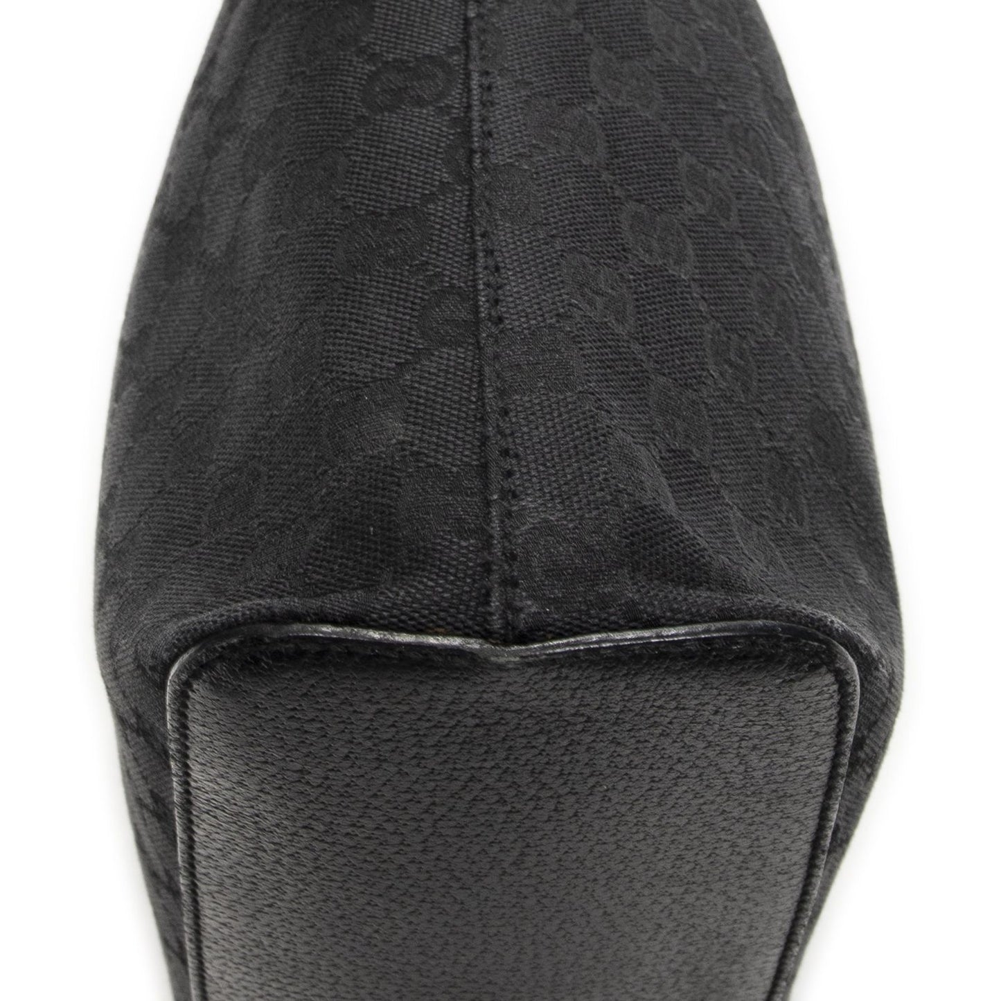 Gucci Ring Handle Zip Hobo Black GG Canvas — view 8
