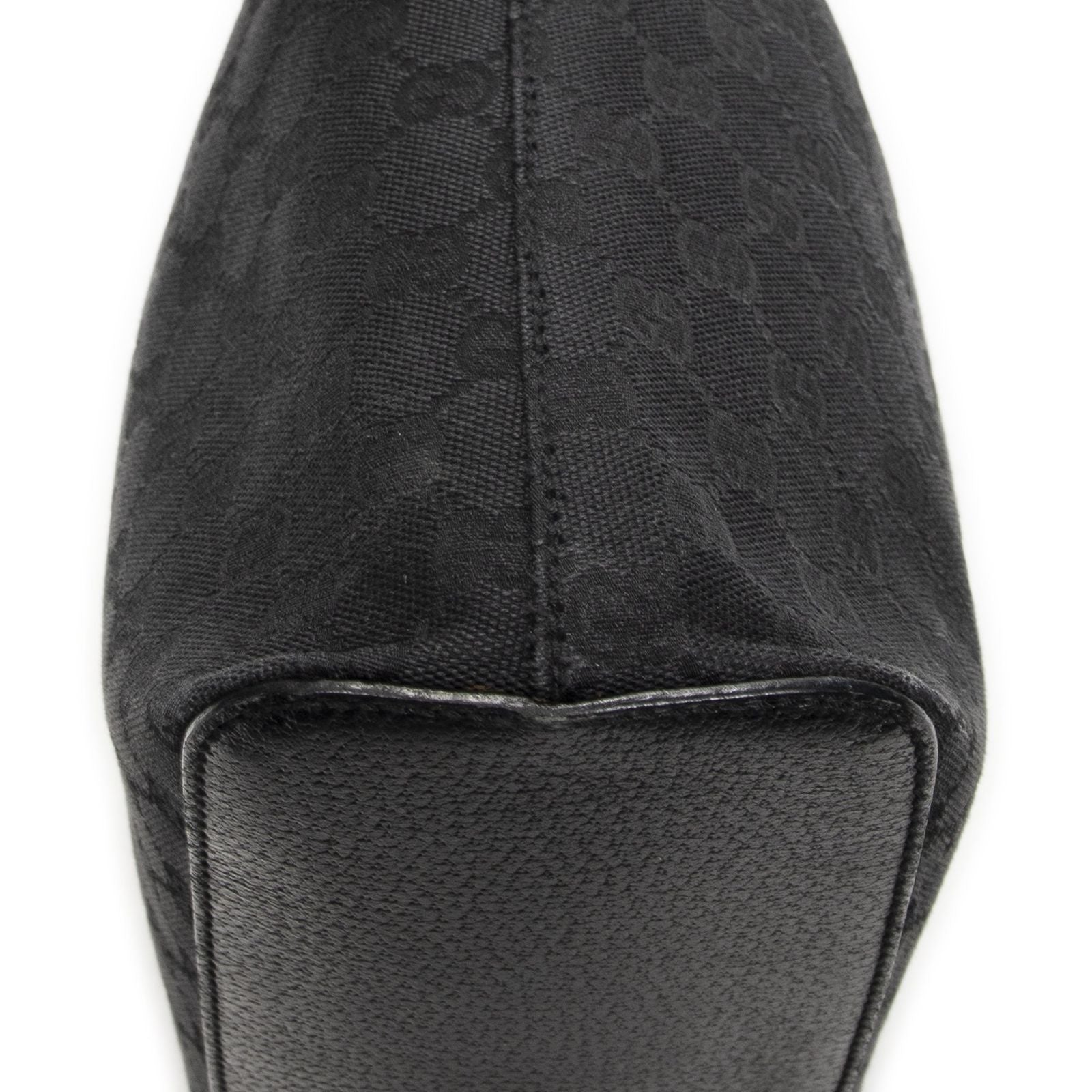 Gucci Ring Handle Zip Hobo Black GG Canvas — view 8