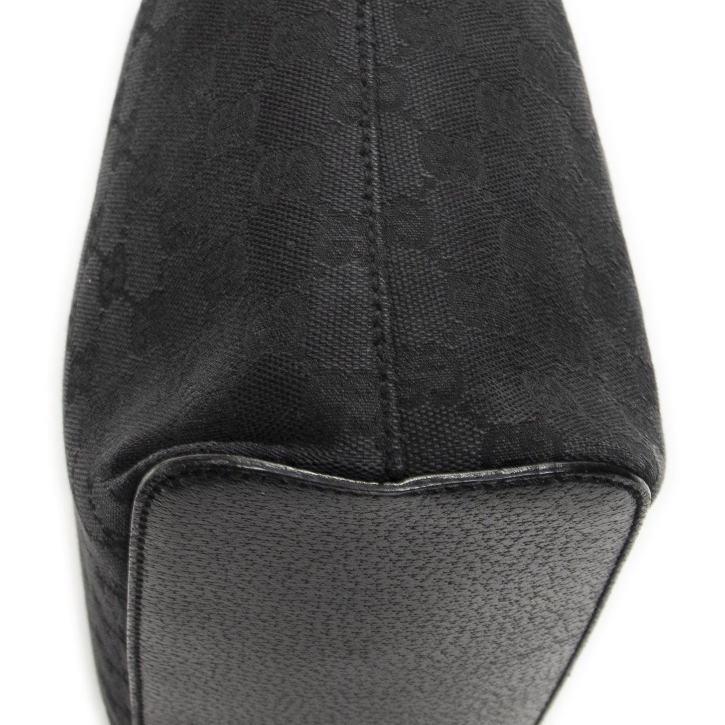 Gucci Ring Handle Zip Hobo Black GG Canvas — view 7