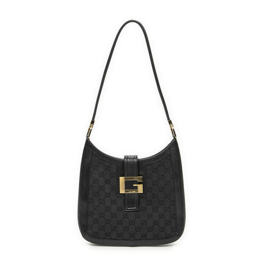 Gucci g Hobo Shoulder Bag Black GG Canvas