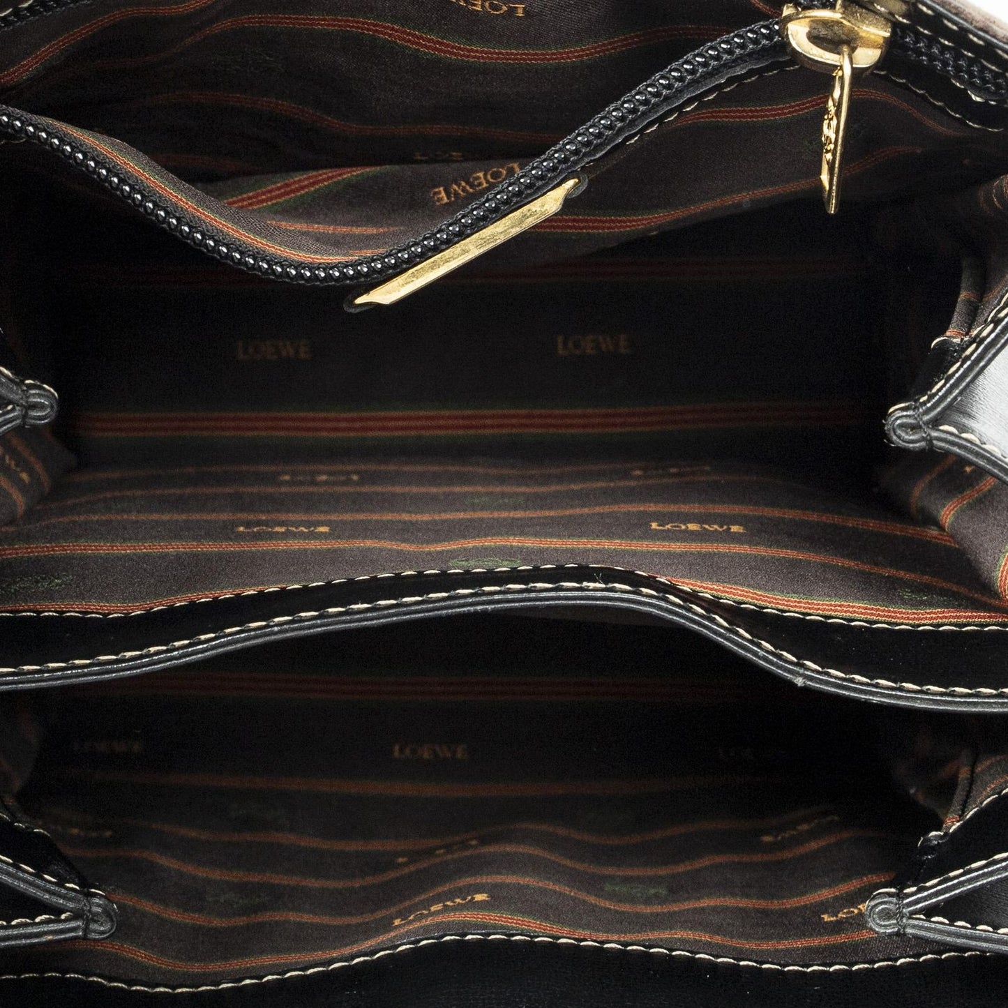 Loewevelazquez Bucket Shoulder Bag Brown Black Calfskin Leather — view 9