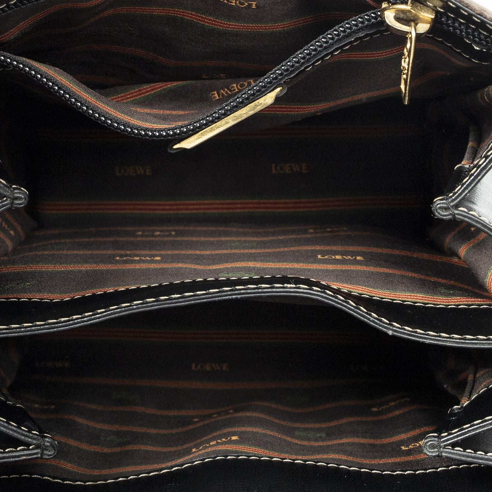 Loewevelazquez Bucket Shoulder Bag Brown Black Calfskin Leather — view 9