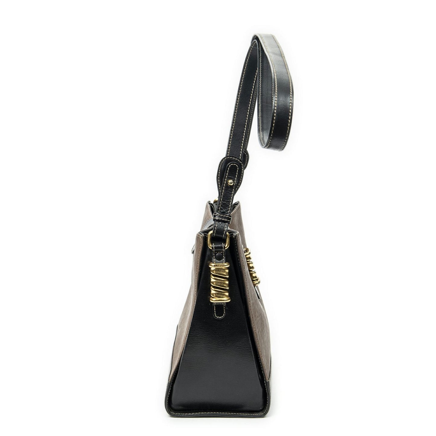 Loewevelazquez Bucket Shoulder Bag Brown Black Calfskin Leather — view 4