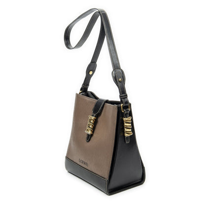 Loewevelazquez Bucket Shoulder Bag Brown Black Calfskin Leather — view 2