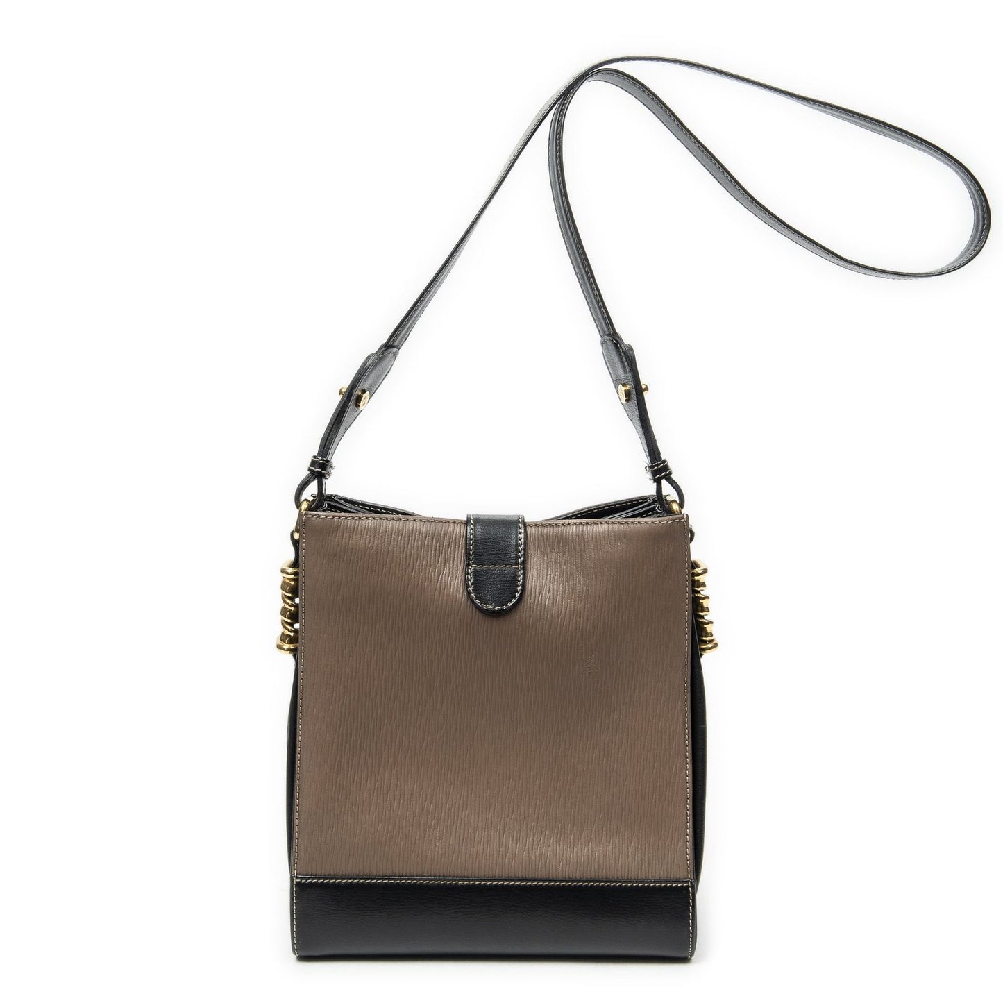 Loewevelazquez Bucket Shoulder Bag Brown Black Calfskin Leather — view 5