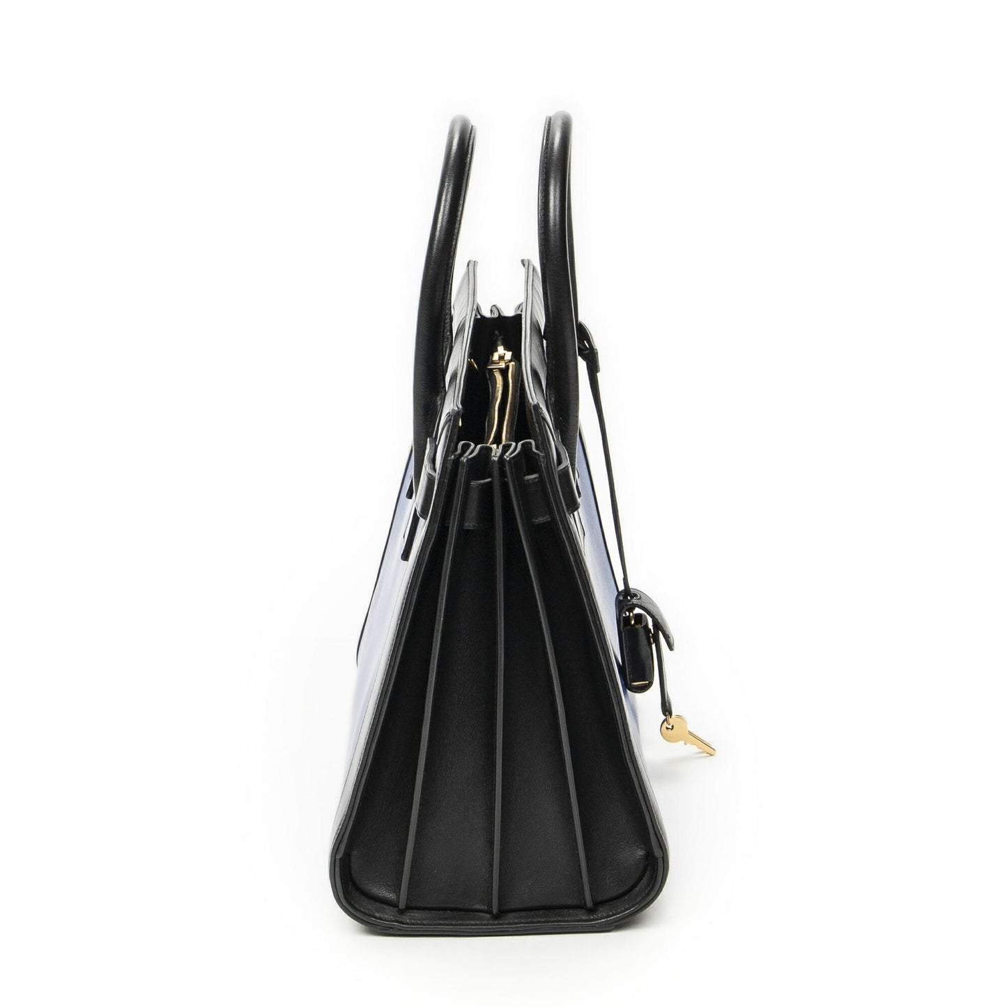 Saint Laurent Small Sac de Jour Blue Black Calfskin Leather Messenger — view 4
