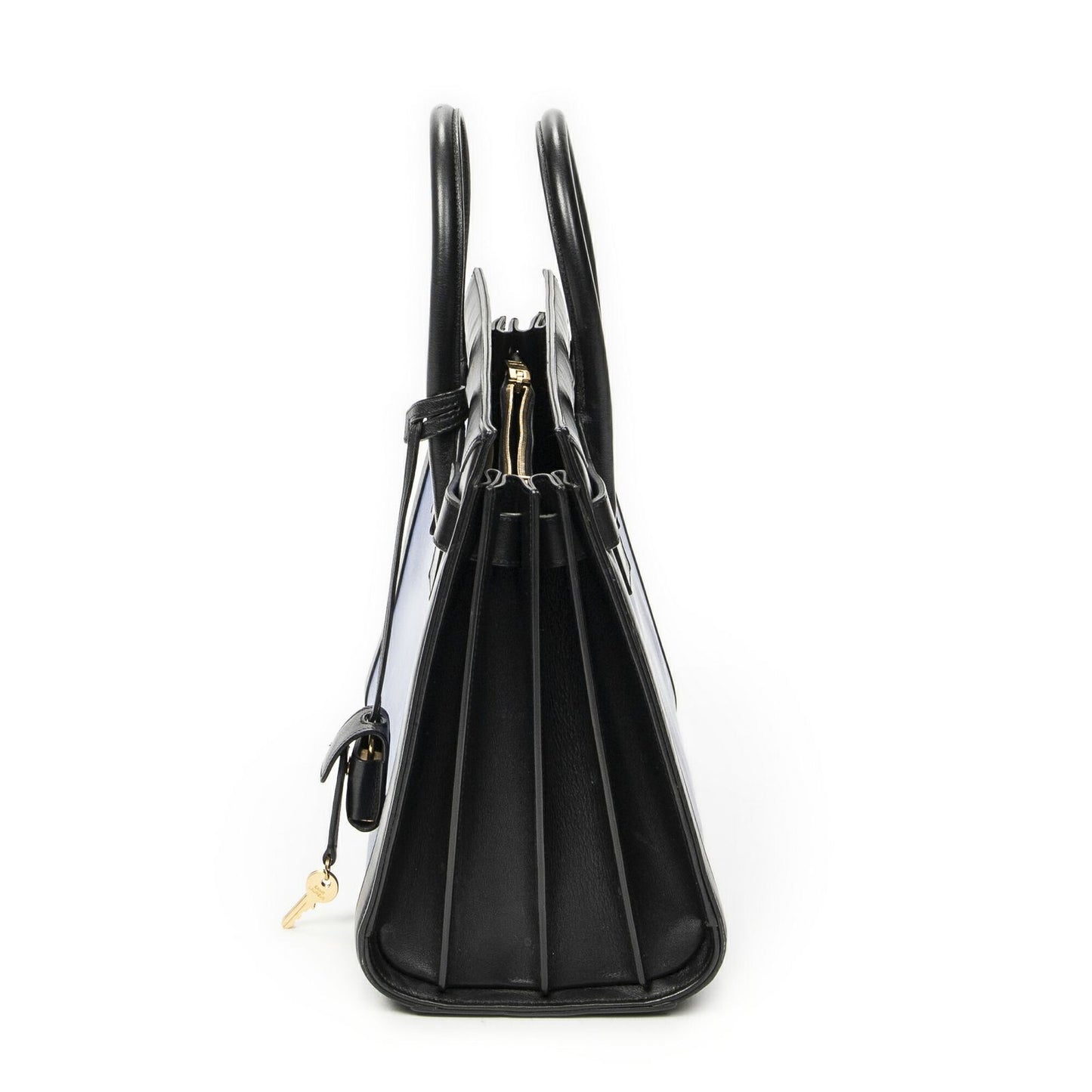 Saint Laurent Small Sac de Jour Blue Black Calfskin Leather Messenger — view 3