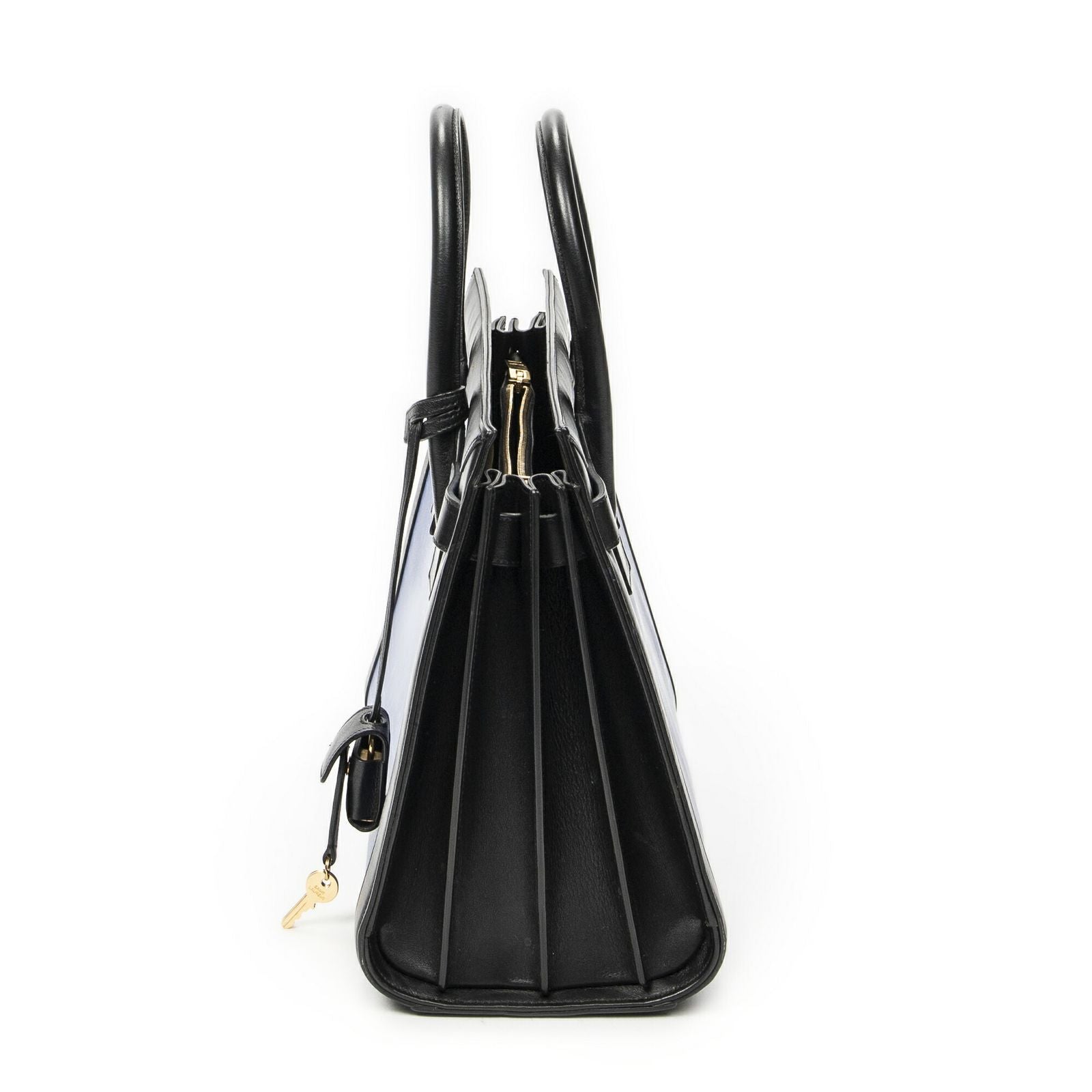 Saint Laurent Small Sac de Jour Blue Black Calfskin Leather Messenger — view 3