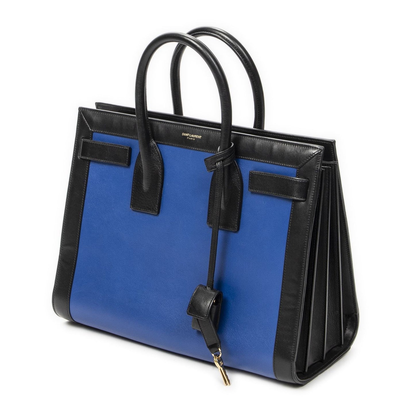 Saint Laurent Small Sac de Jour Blue Black Calfskin Leather Messenger — view 2