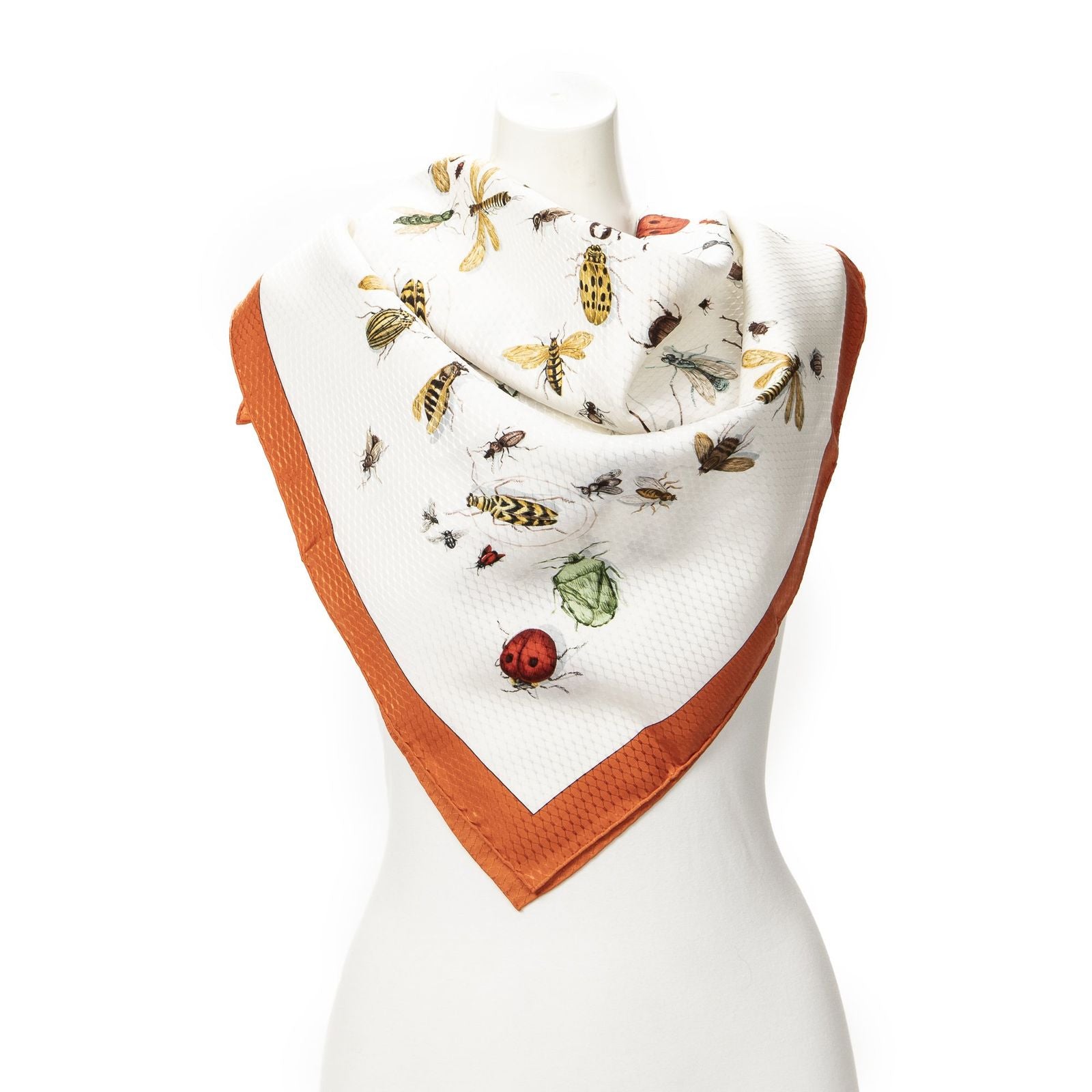 Hermes Scarf Orange Jacquard Silk
