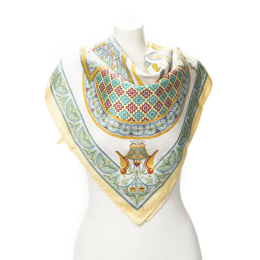 Hermes Scarf Green 100% Jacquard Silk