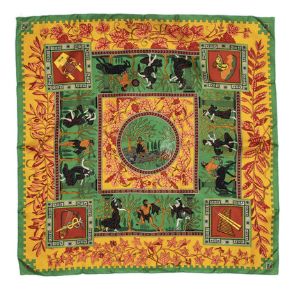 Hermes Scarf Green Orange Red Silk — view 2
