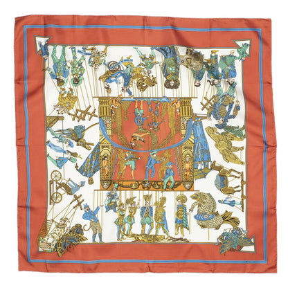 Hermes Scarf Red Ivory Blue Silk — view 2