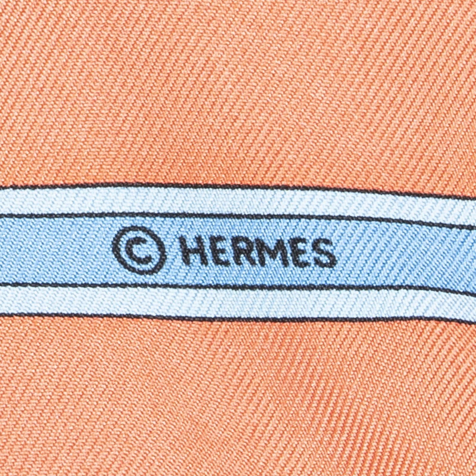 Hermes Scarf Red Ivory Blue Silk — view 4