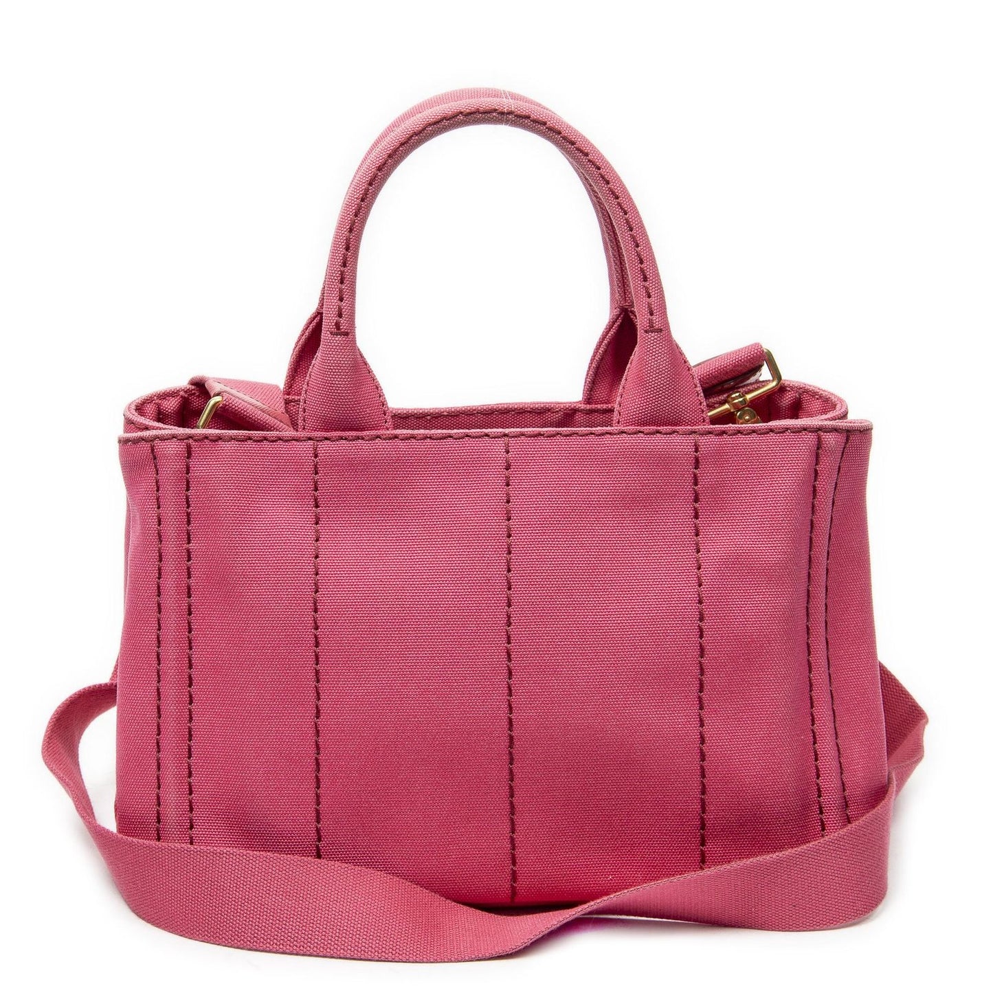Prada Canapa Small Tote Fuchsia Pink Canvas — view 5