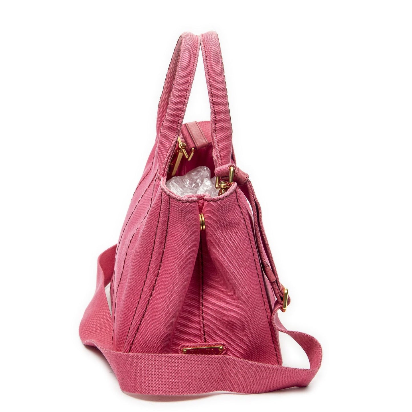 Prada Canapa Small Tote Fuchsia Pink Canvas — view 4