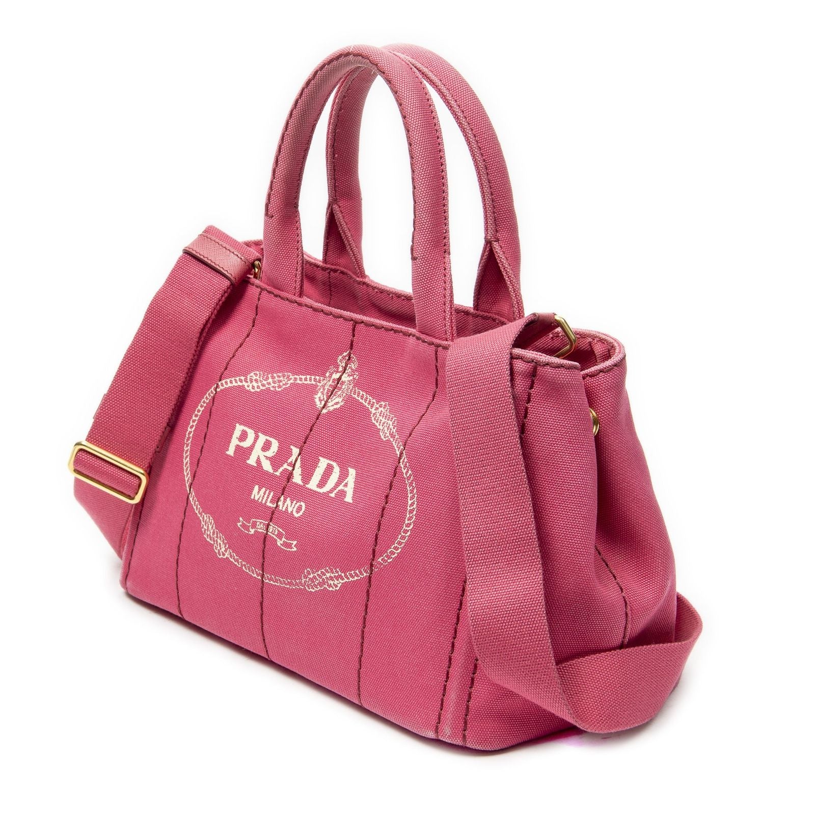 Prada Canapa Small Tote Fuchsia Pink Canvas — view 2
