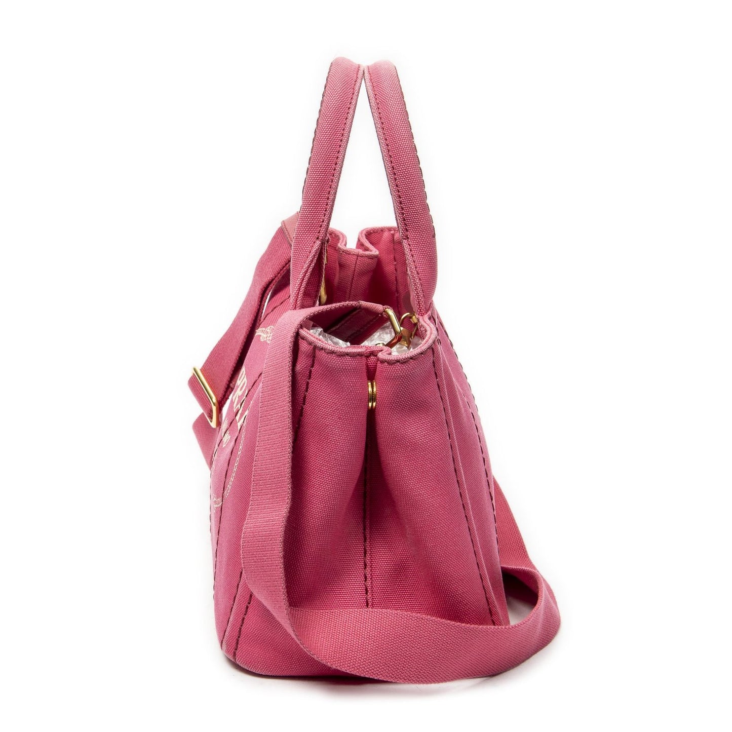 Prada Canapa Small Tote Fuchsia Pink Canvas — view 3
