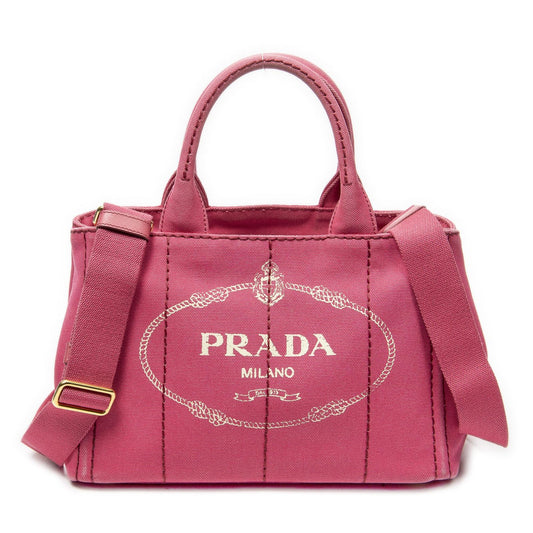 Prada Canapa Small Tote Fuchsia Pink Canvas