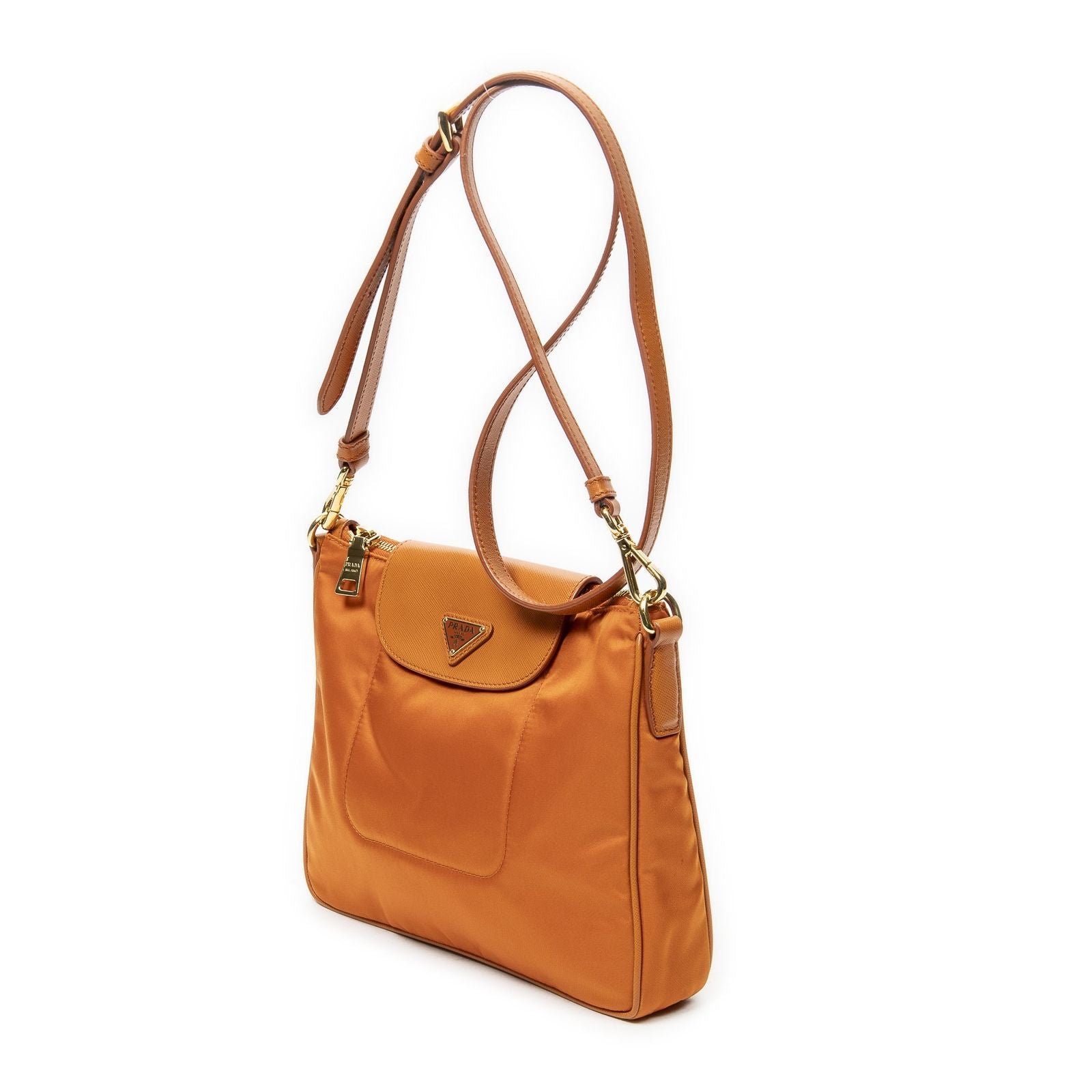 Prada Small Zip Crossbody Orange Nylon Canvas — view 2