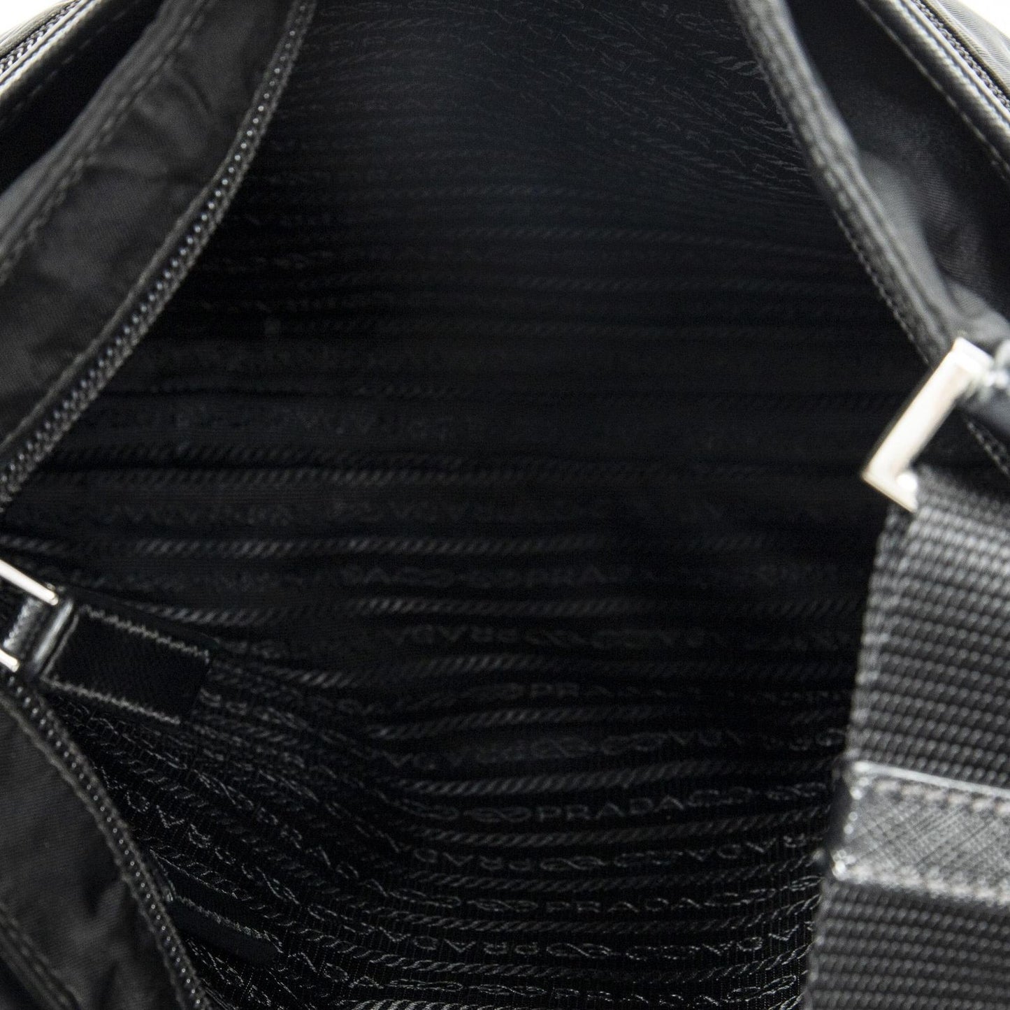 Prada Zip Messenger Crossbody Black Nylon Canvas — view 9