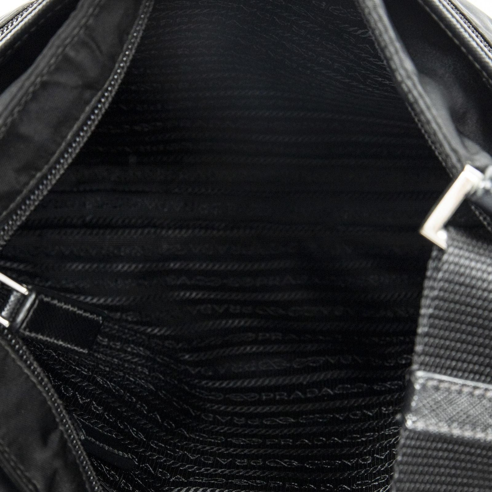 Prada Zip Messenger Crossbody Black Nylon Canvas — view 9