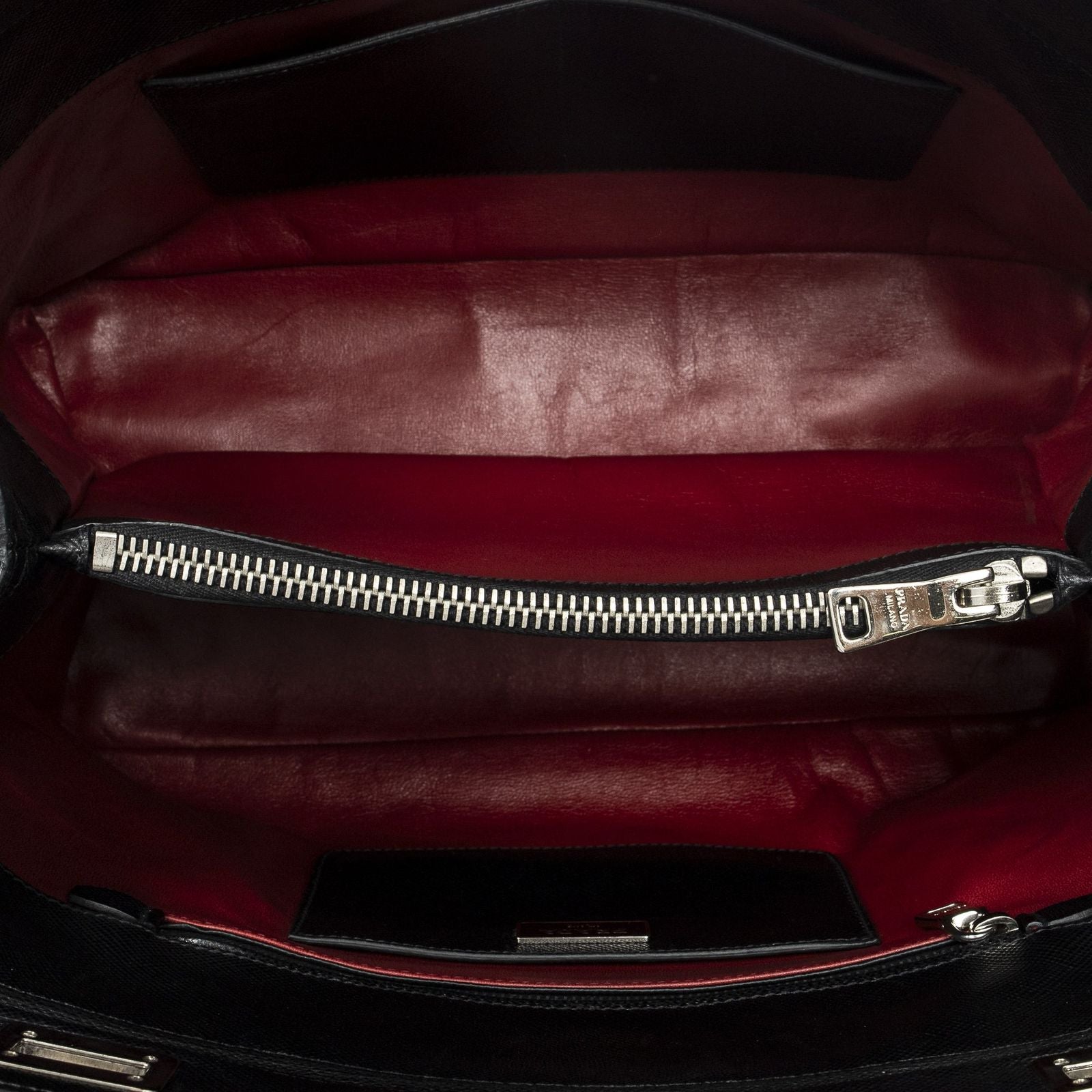 Prada Leather Turnlock Twin Tote Black Saffiano — view 9