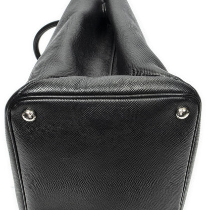 Prada Leather Turnlock Twin Tote Black Saffiano — view 8