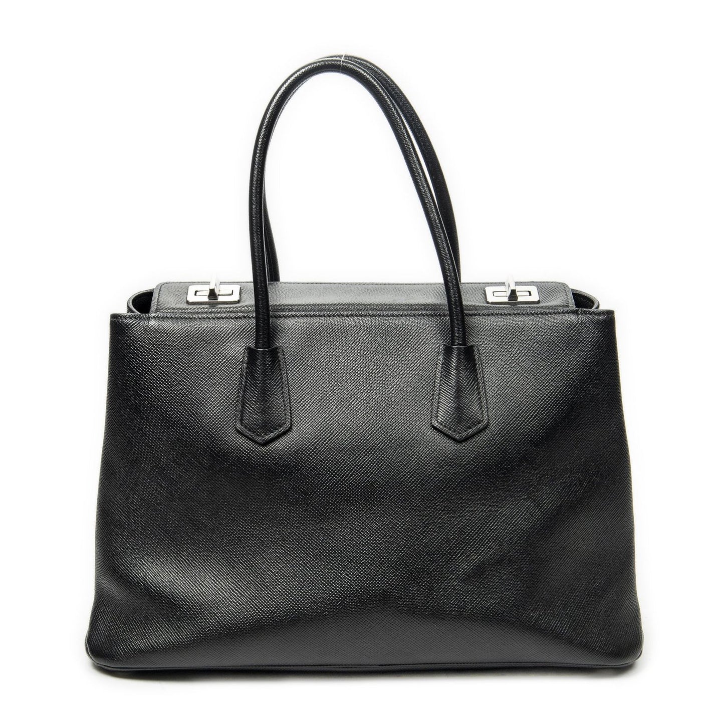 Prada Leather Turnlock Twin Tote Black Saffiano — view 5