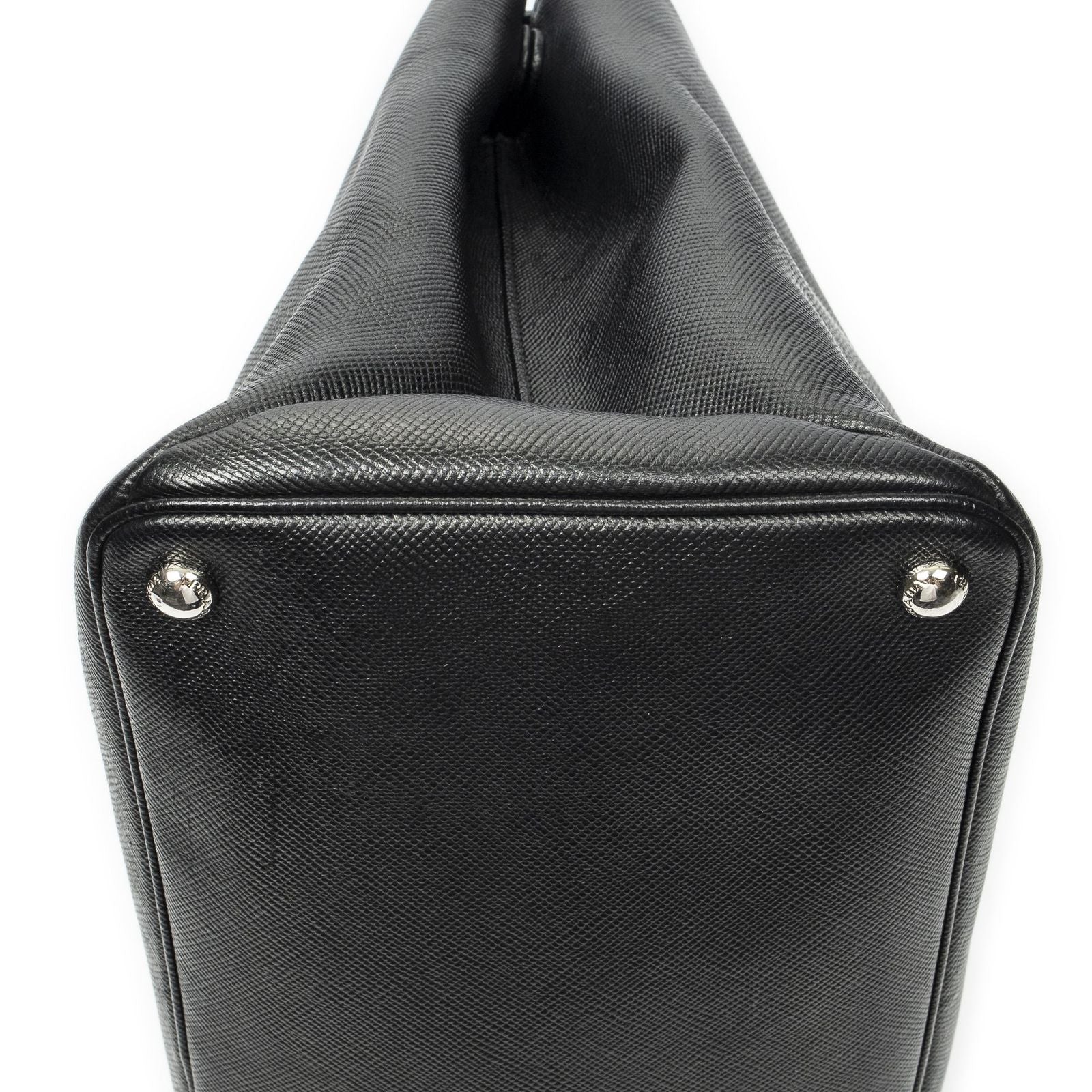 Prada Leather Turnlock Twin Tote Black Saffiano — view 7
