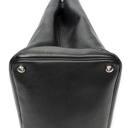 Prada Leather Turnlock Twin Tote Black Saffiano — view 7