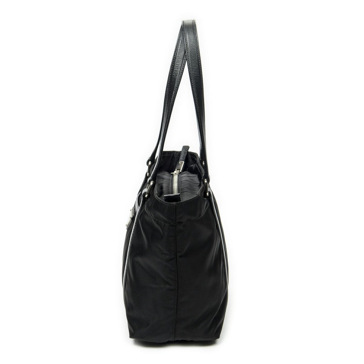 Prada Zip Shopping Tote Black Nylon Canvas — view 3