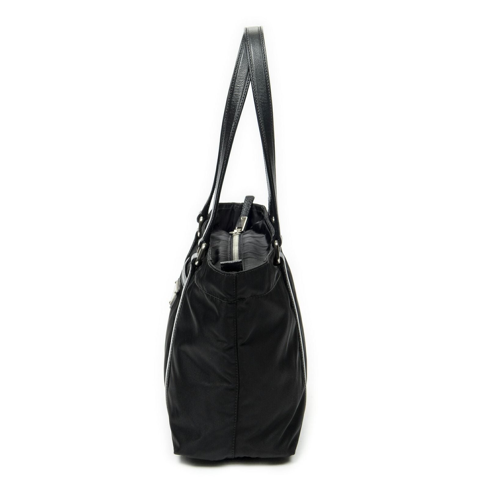 Prada Zip Shopping Tote Black Nylon Canvas — view 3